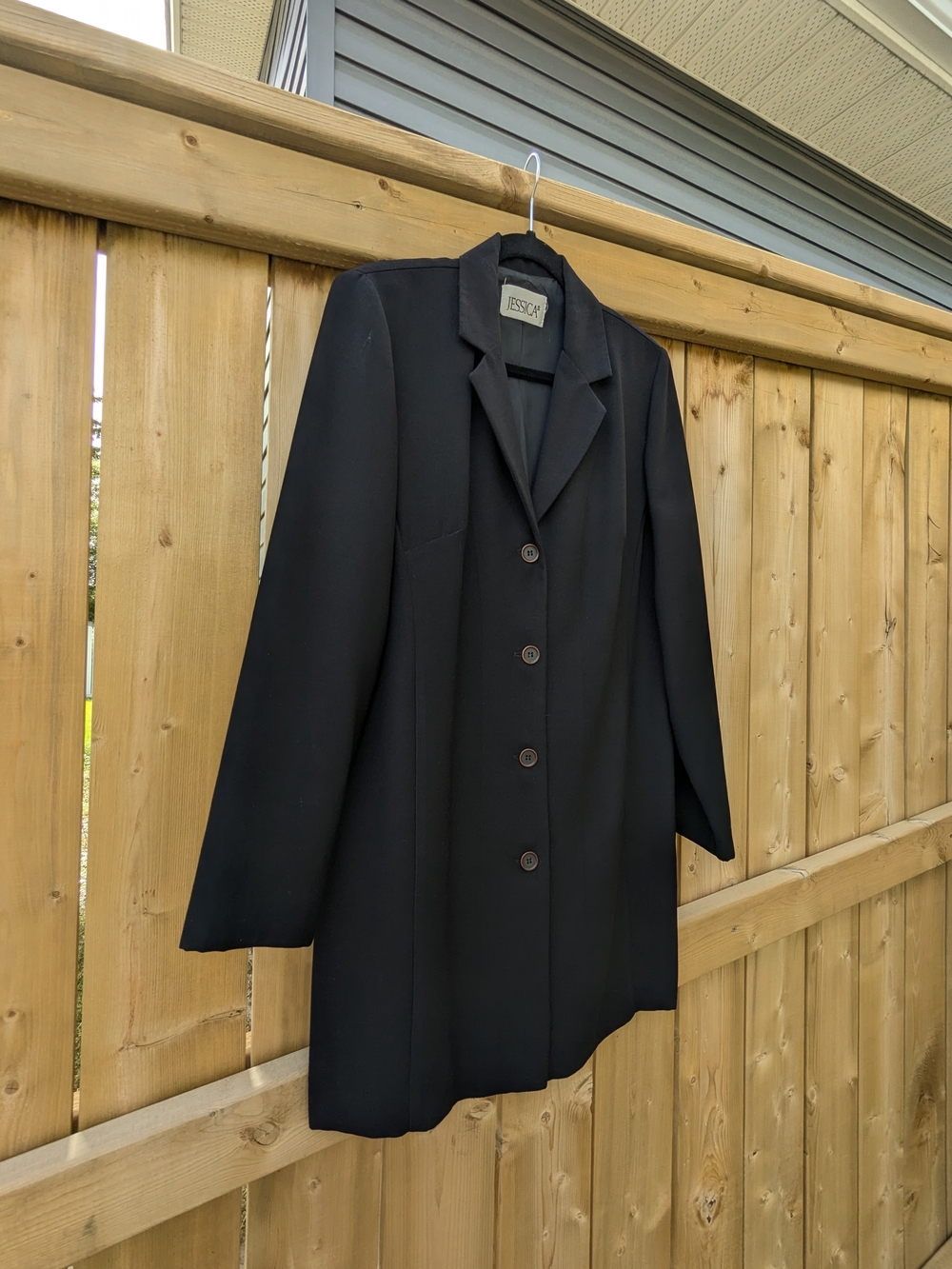 Vintage Jessica Black Longline Blazer Coat Office Siren Corpcore 90s Minimalist - Picture 6 of 13